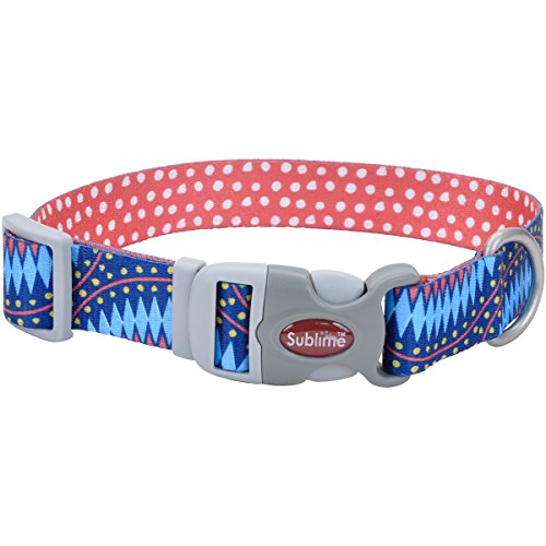 Coastal Pet Sublime Adjustable Dog Collar - Blue Diamond Dots - 3/4" x 8-12" Small