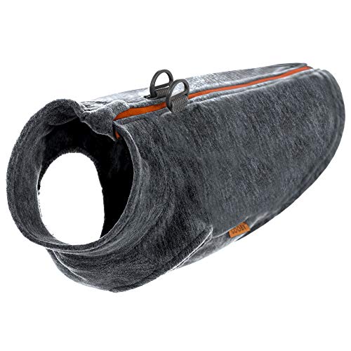 Gooby Zip Up Fleece Dog Sweater Gray Wash X-Large - Warm Pullover Jacket with Dual D Ring Leash