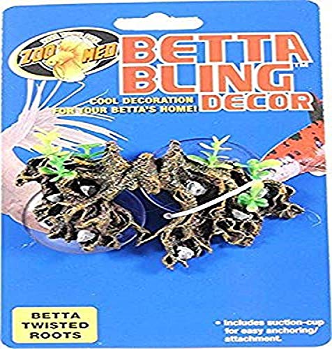 Zoo Med Betta Bling Twisted Roots Aquarium Decor, Brown/Green, 1 Piece