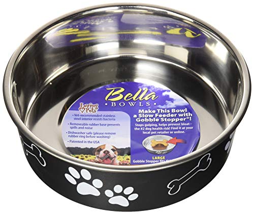 Loving Pets Bella Dog Bowl - Espresso - Stainless Steel - [Choose Size]