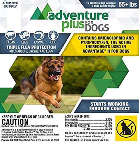 Adventure Plus Triple Flea Protection for Dogs, X-Large, 55+ lbs, 4 Pack