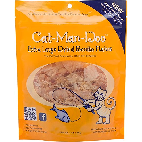 Cat-Man-Doo Bonito Flakes - Extra Large Dried Fish Cat & Dog Treats - 1oz