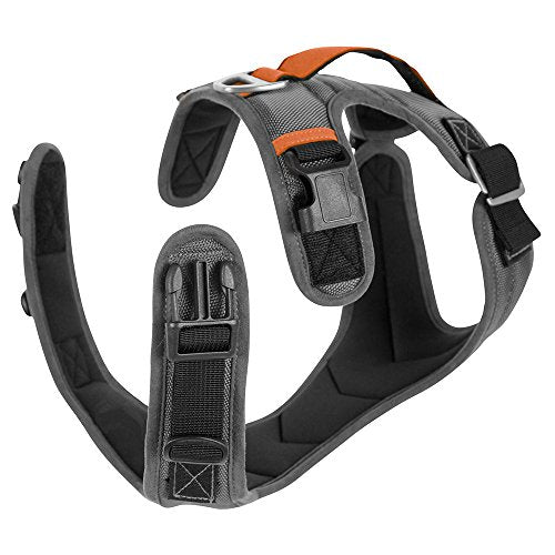 Gooby Dog Harness - Control Handle, Seat Belt Restraint, X-Large, Gray