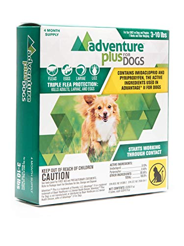 Adventure Plus for Dogs, 3-10 lbs, 4 Month Supply - Topical Flea and Lice Treatment