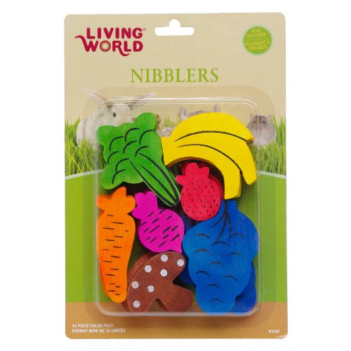 Living World Nibblers Wood Chews - Fruit/Veggie Mix - Small Animal Chew Toys (14 Count)