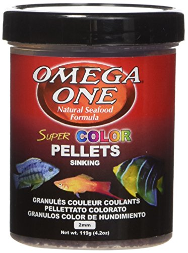 Omega One Super Color Sinking Pellets Small, 2mm, 4.2 oz (119g) - Fish Food for Color Enhancement