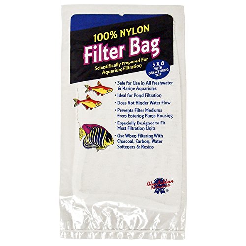 Blue Ribbon 3x8" Nylon Filter Bag with Drawstring - Small Aquarium Media Bag