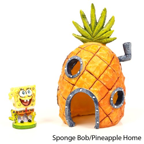 Penn-Plax SpongeBob & Pineapple House Aquarium Ornament 2-Piece Set, Fish Tank Decor