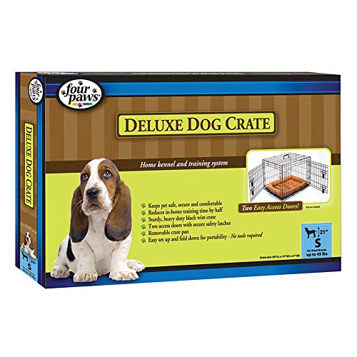 Four Paws K-9 Keeper Deluxe Dog Crate - Medium, Double Door, 36x22x25 Inches
