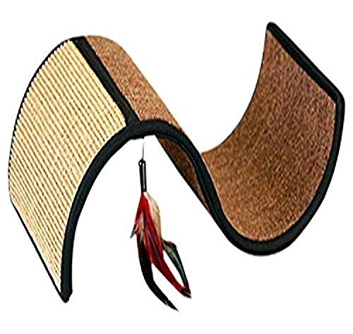 Classy Kitty Wave Cat Scratcher Lounger - Sisal Scratching Post & Feather Toy (Colors May Vary)