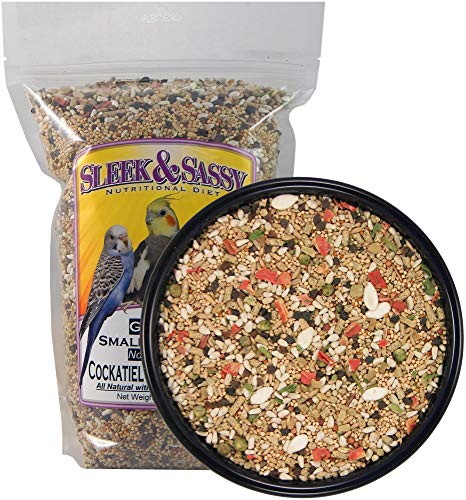 Sleek & Sassy Bird Food for Lovebirds, Cockatiels, Quaker Parrots & Small Conures - No Sunflower, 2 lb Bag