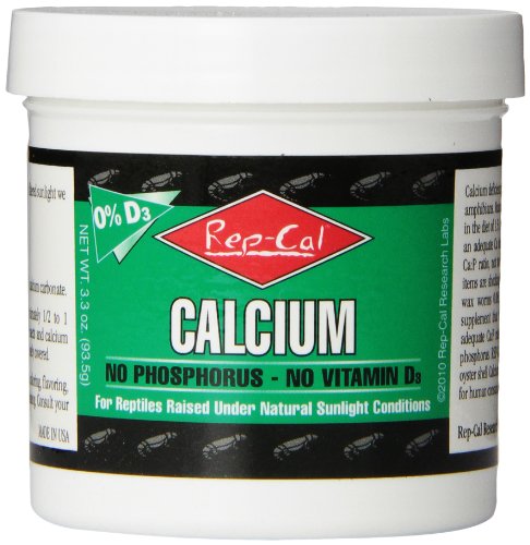 Rep-Cal Calcium Ultrafine Powder, No D3, Phosphorus-Free Reptile Supplement, 3.3 oz
