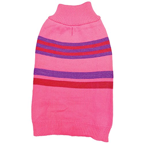 Ethical Products Shimmer Stripes Dog Collar - Pink - Large