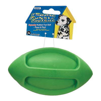 JW Pet iSqueak Funble Football Dog Toy, Medium, Squeak Toy, Assorted Colors