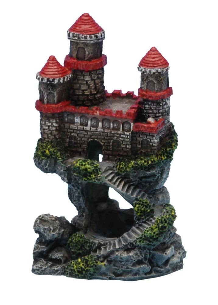 Penn-Plax Castle Aquarium Ornament - Mini Red Castle Fish Tank Decor