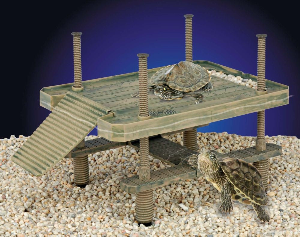 Penn-Plax Reptology Turtle Pier - Floating Basking Platform - Large - Aquatic Reptile Tank Decor