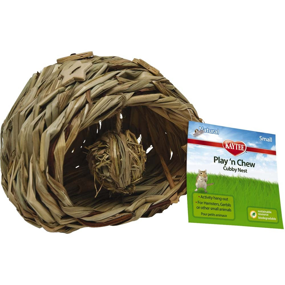 Kaytee Play 'n Chew Cubby Nest - Small Animal Hideout - Sisal & Wood Chews