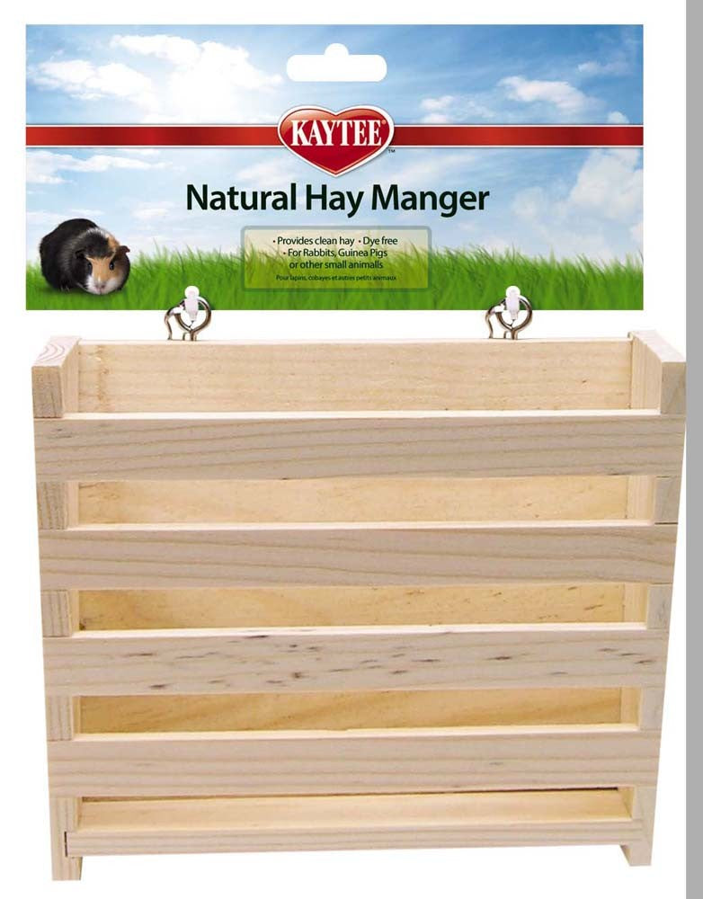 Kaytee Natural Wooden Hay Manger - Large - for Rabbits, Guinea Pigs, and Small Animals