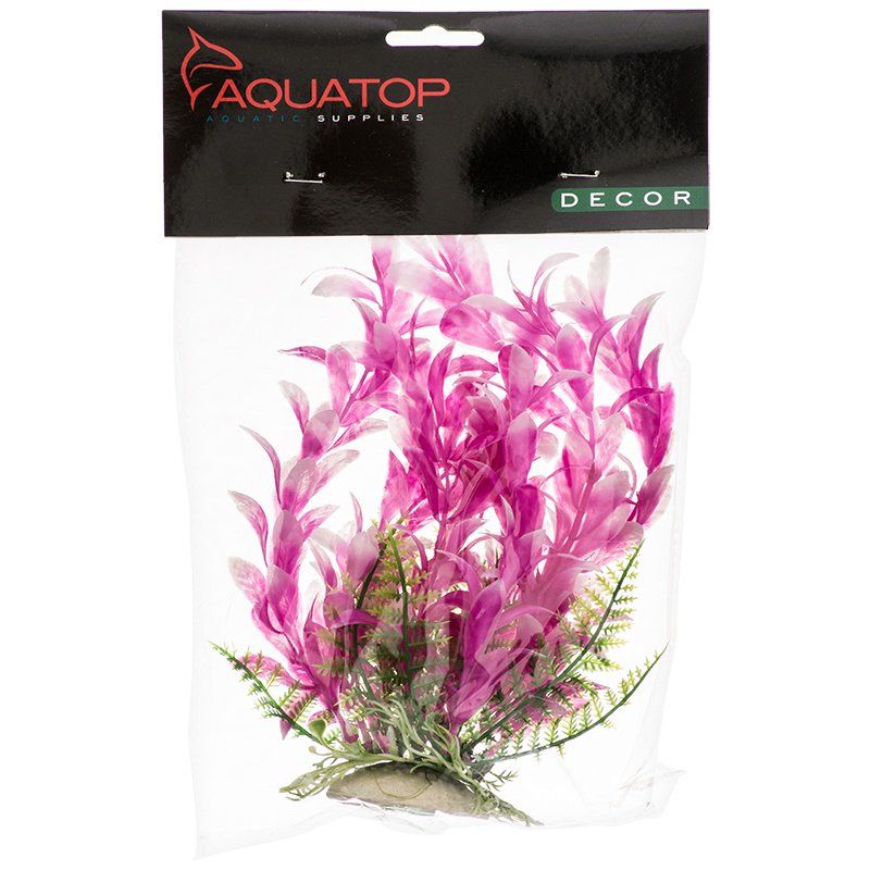 Aquatop Bacopa Plant - Pink & White, 6" Aquarium Decoration with Weighted Base