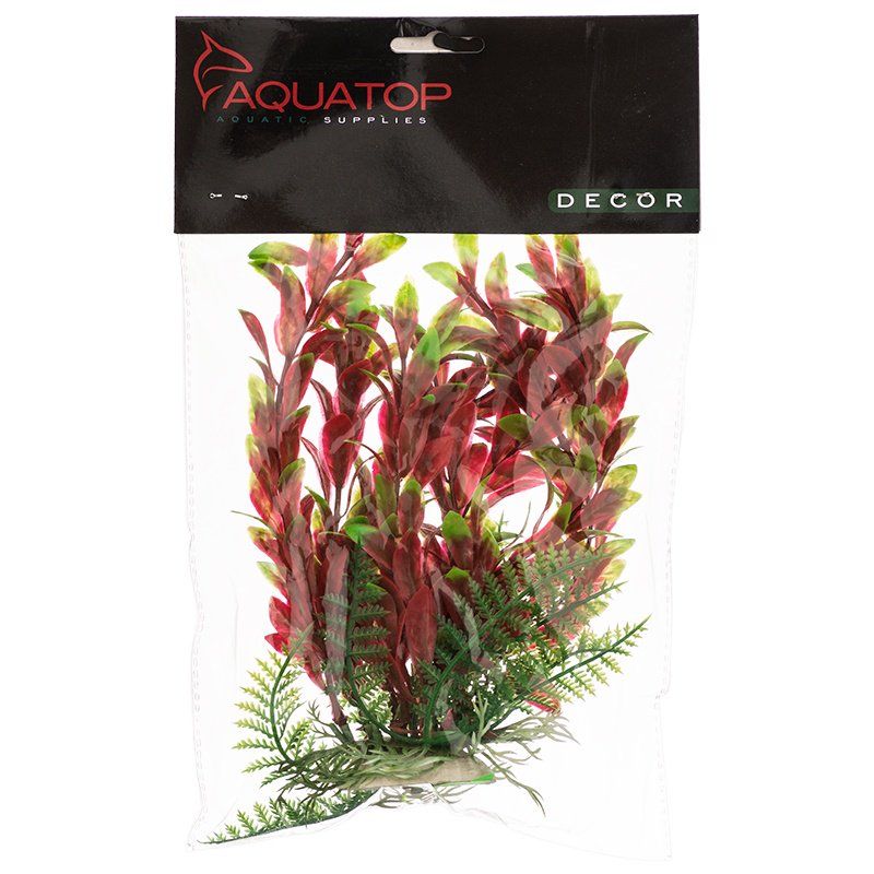 Aquatop Hygro Aquarium Plant - Red & Green - 6 Inch Artificial Decoration