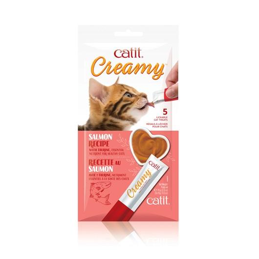 Catit Creamy Lickable Cat Treats - Salmon Flavor, 5 x 15g Tubes