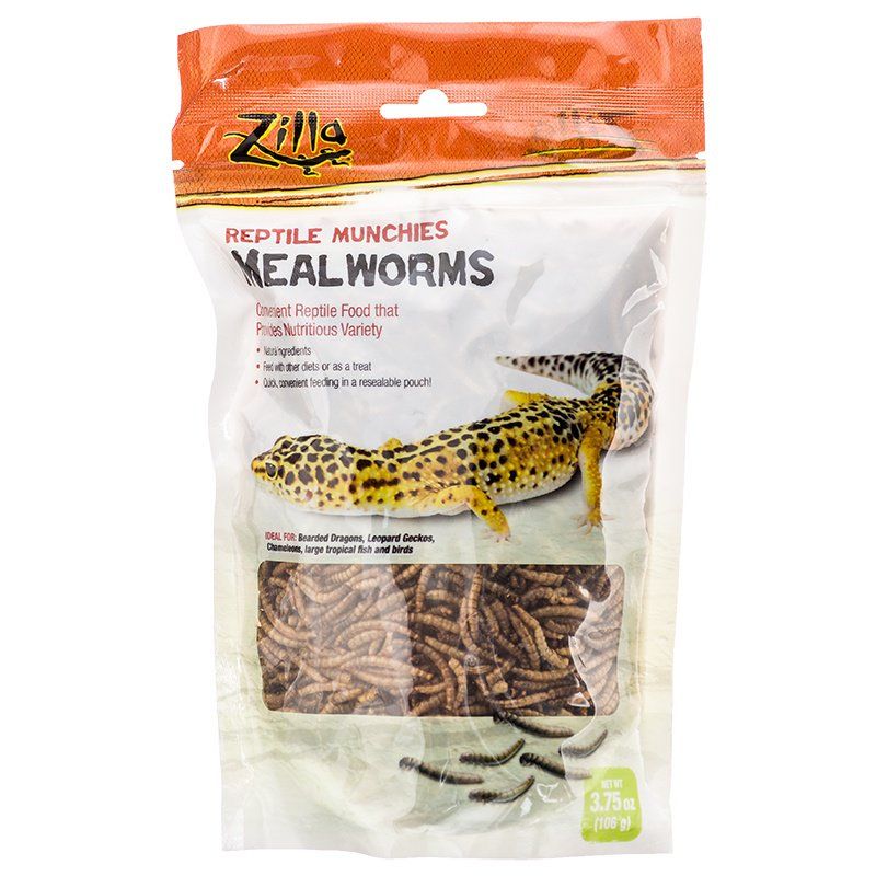 Zilla Reptile Munchies Mealworms - Dehydrated Reptile Food, 3.75 oz