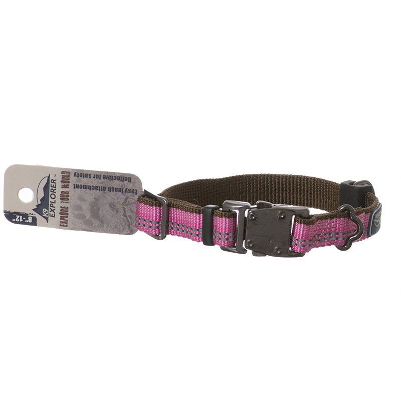 K9 Explorer Reflective Adjustable Dog Collar, Rosebud, 5/8" x 8"-12"