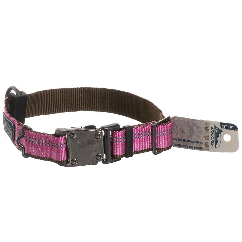 K9 Explorer Reflective Adjustable Dog Collar, Rosebud, 5/8" x 12-18"