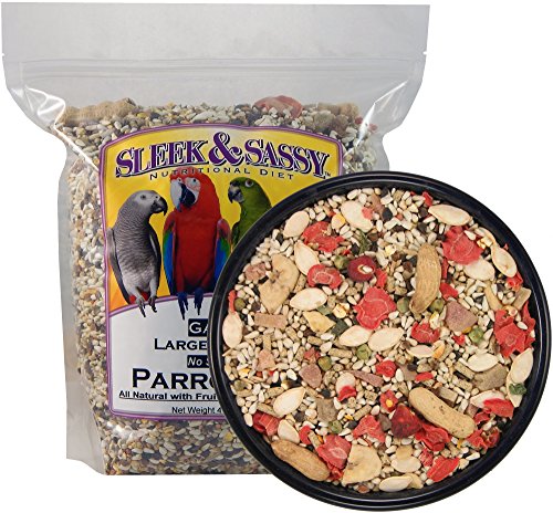 SLEEK & SASSY Garden Large Hookbill Parrot Food - No Sunflower, for Conures, Amazons, Greys, Cockatoos, Macaws (4 lbs)