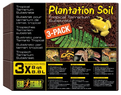 Exo Terra Plantation Soil 8 Qt, 3-Pack - Tropical Terrarium Substrate