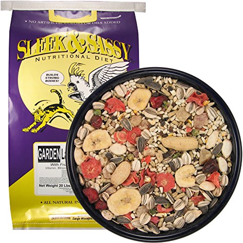SLEEK & SASSY Garden Large Hookbill Parrot Food - 20 lbs - For Conures, Amazons, African Greys, Cockatoos, Pionus & Macaws