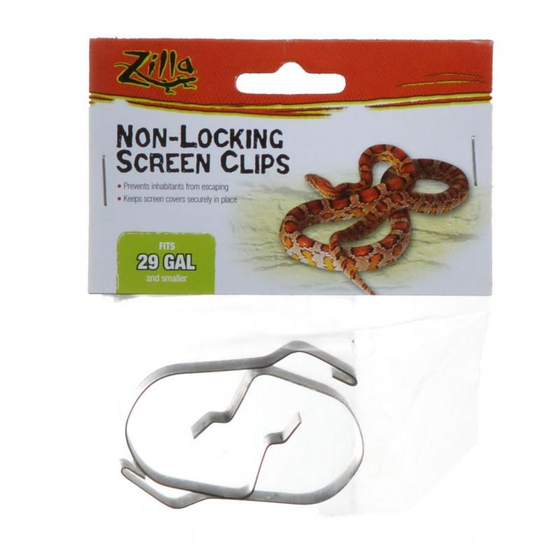 Zilla Fresh Air Non-Locking Screen Clips - For 5-29 Gallon Terrariums (2 Pack)