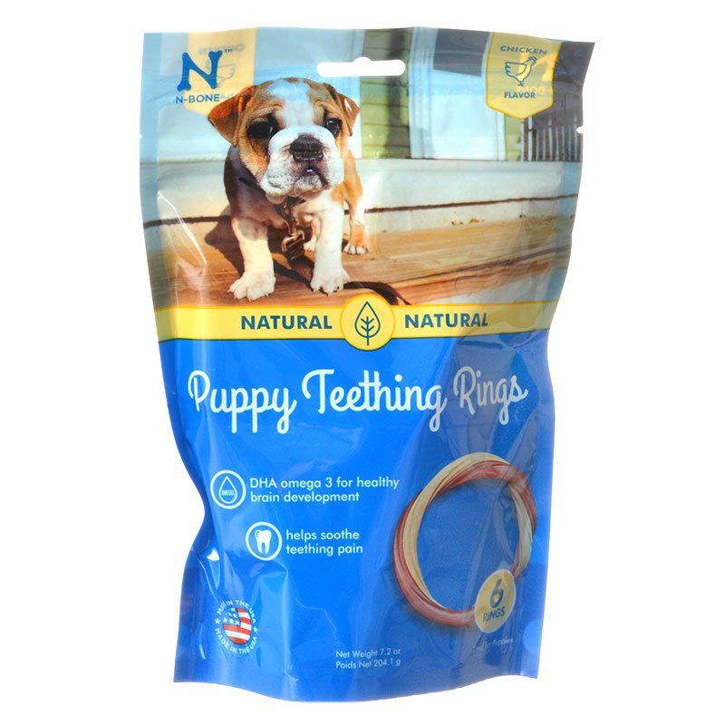 N-Bone Puppy Teething Rings - Chicken Flavor - 6 Count Pack - Puppy Teething Relief