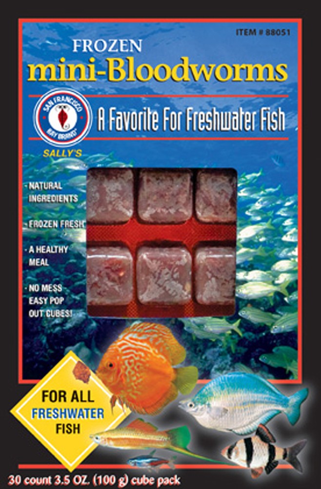 San Francisco Bay Brand Frozen Mini Bloodworms - 3.5 oz Flat Pack - Fish Food
