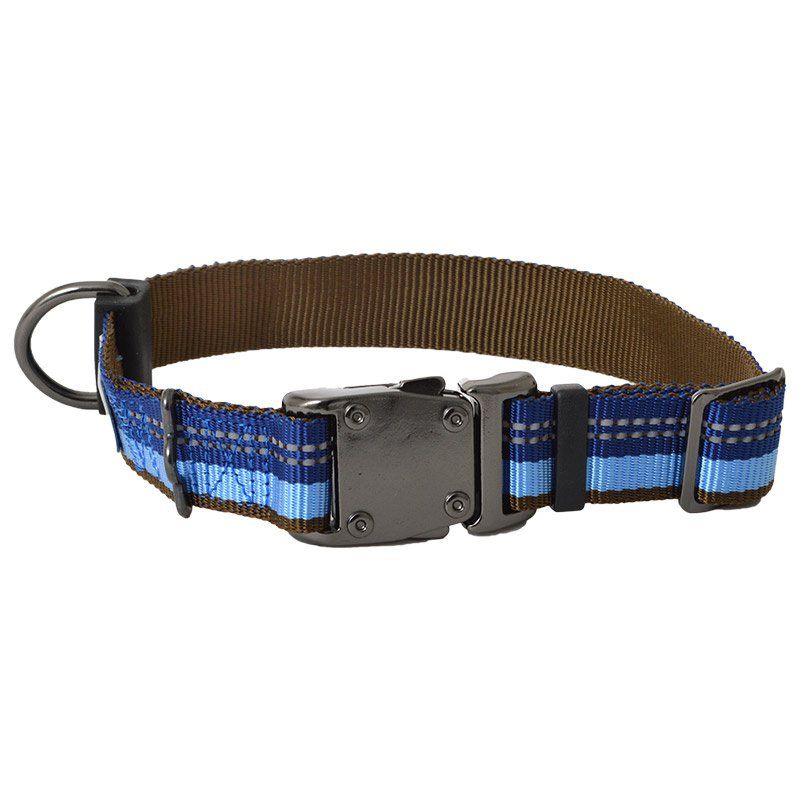 K9 Explorer Reflective Adjustable Dog Collar, Sapphire, 1" Wide, Fits Neck 12-18"
