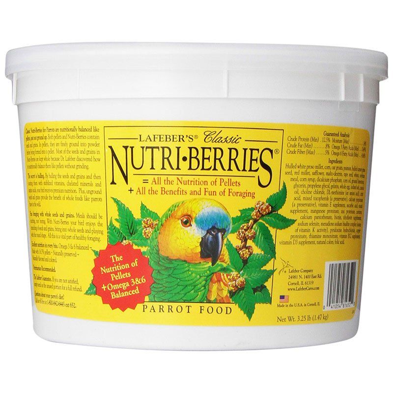 Lafeber's Classic Nutri-Berries Parrot Food 3.25lb Tub - Non-GMO Parrot Food