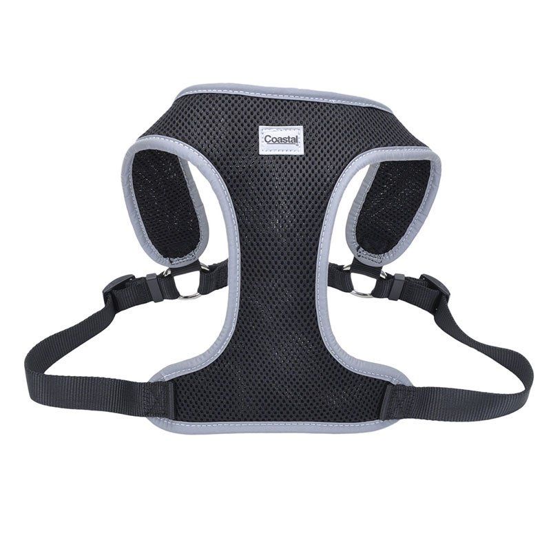 Coastal Pet Comfort Soft Reflective Wrap Adjustable Dog Harness, Black, 3/4" x 20"-29"