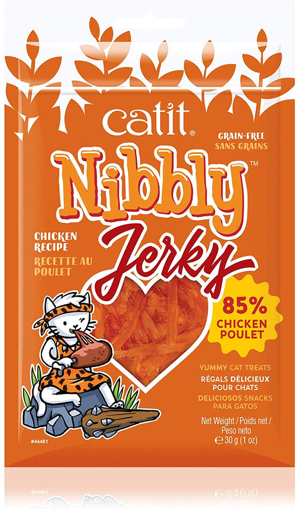 Catit Nibbly Jerky Cat Treats, Chicken Recipe - Grain-Free, 1oz (30g) Bag