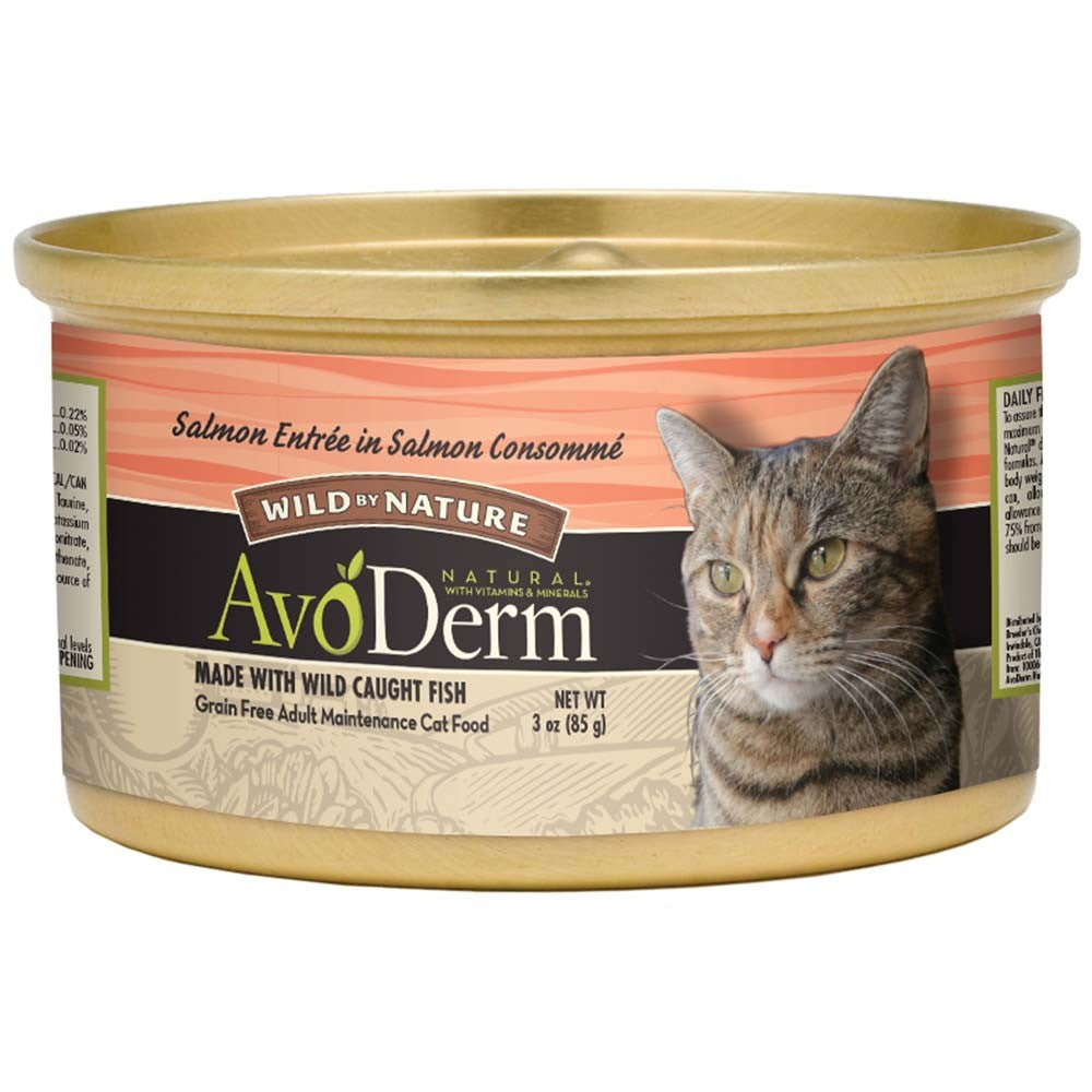 AvoDerm Natural Wild By Nature Salmon in Salmon Consomme Wet Cat Food, 3 oz