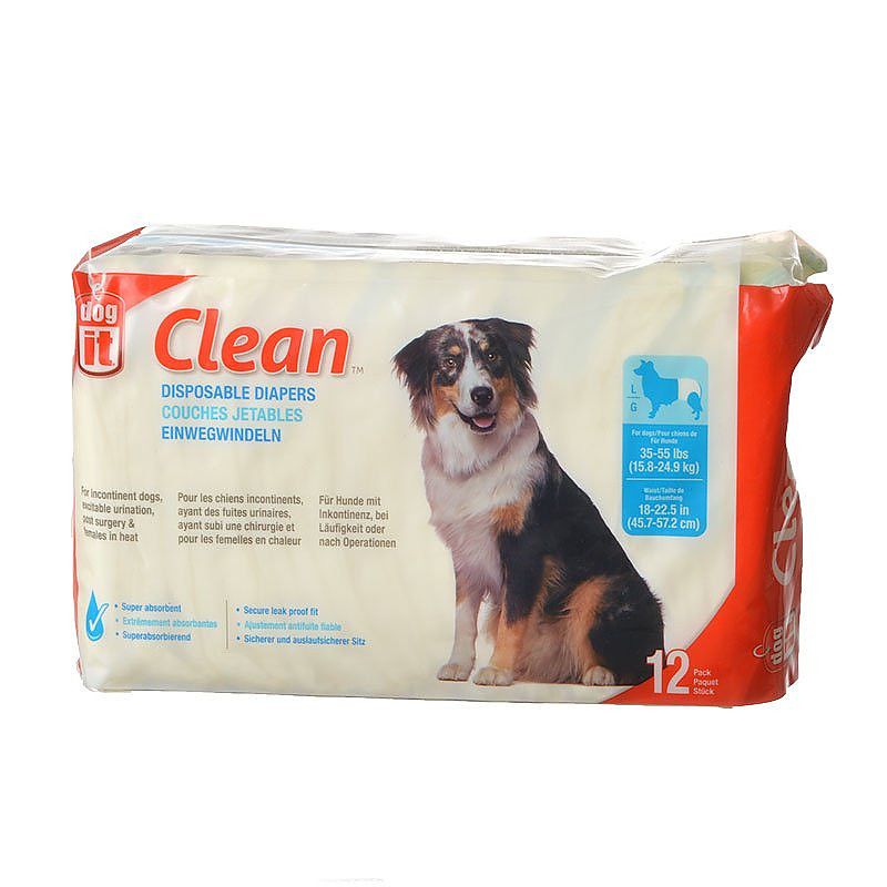 Dogit Disposable Diapers Large, 35-55 lbs, 12-Pack