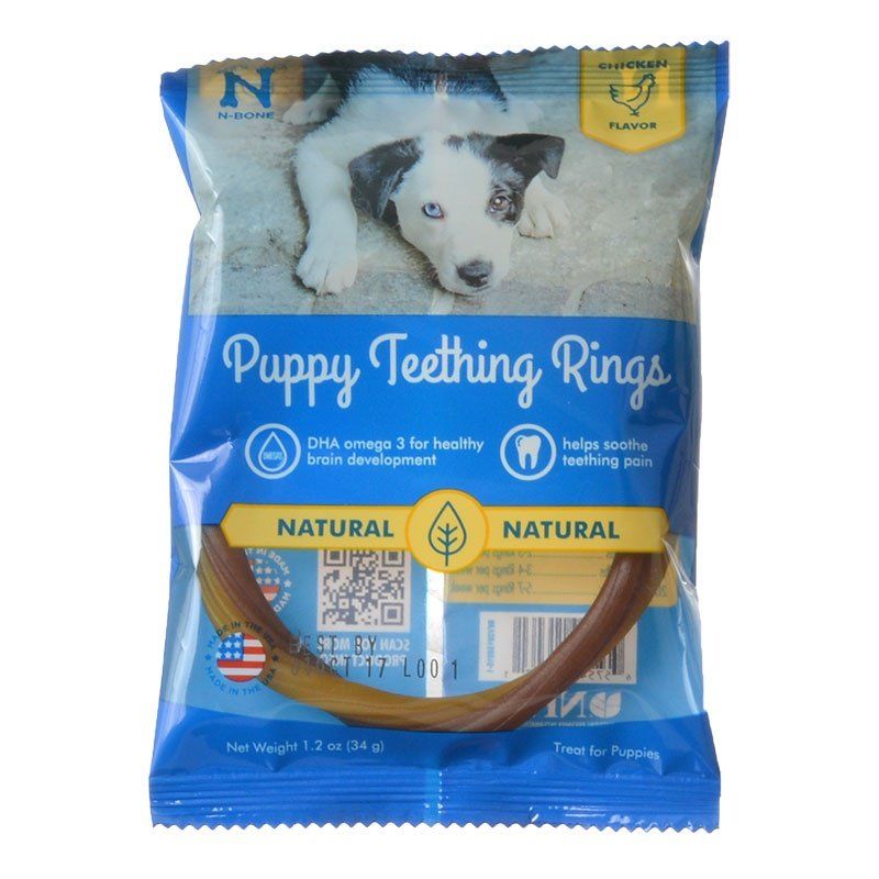 N-Bone Puppy Teething Ring - Chicken Flavor - Single Ring, Soothes Gums (34g)