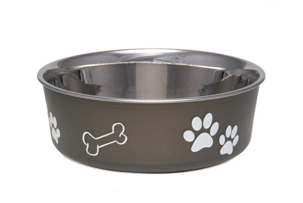 Loving Pets Bella Bowl - Large, Espresso - Stainless Steel Pet Food & Water Dish
