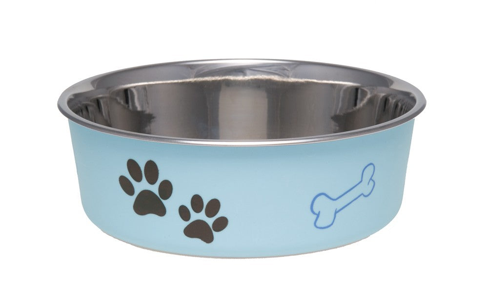 Loving Pets Bella Bowl Murano Blue - Large, Stainless Steel Interior Dog/Cat Bowl