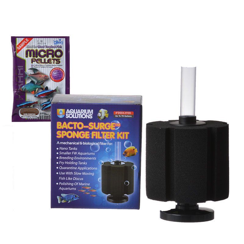 Hikari Bacto-Surge Sponge Filter Kit - Large, Aquarium Filter for up to 75 Gallons