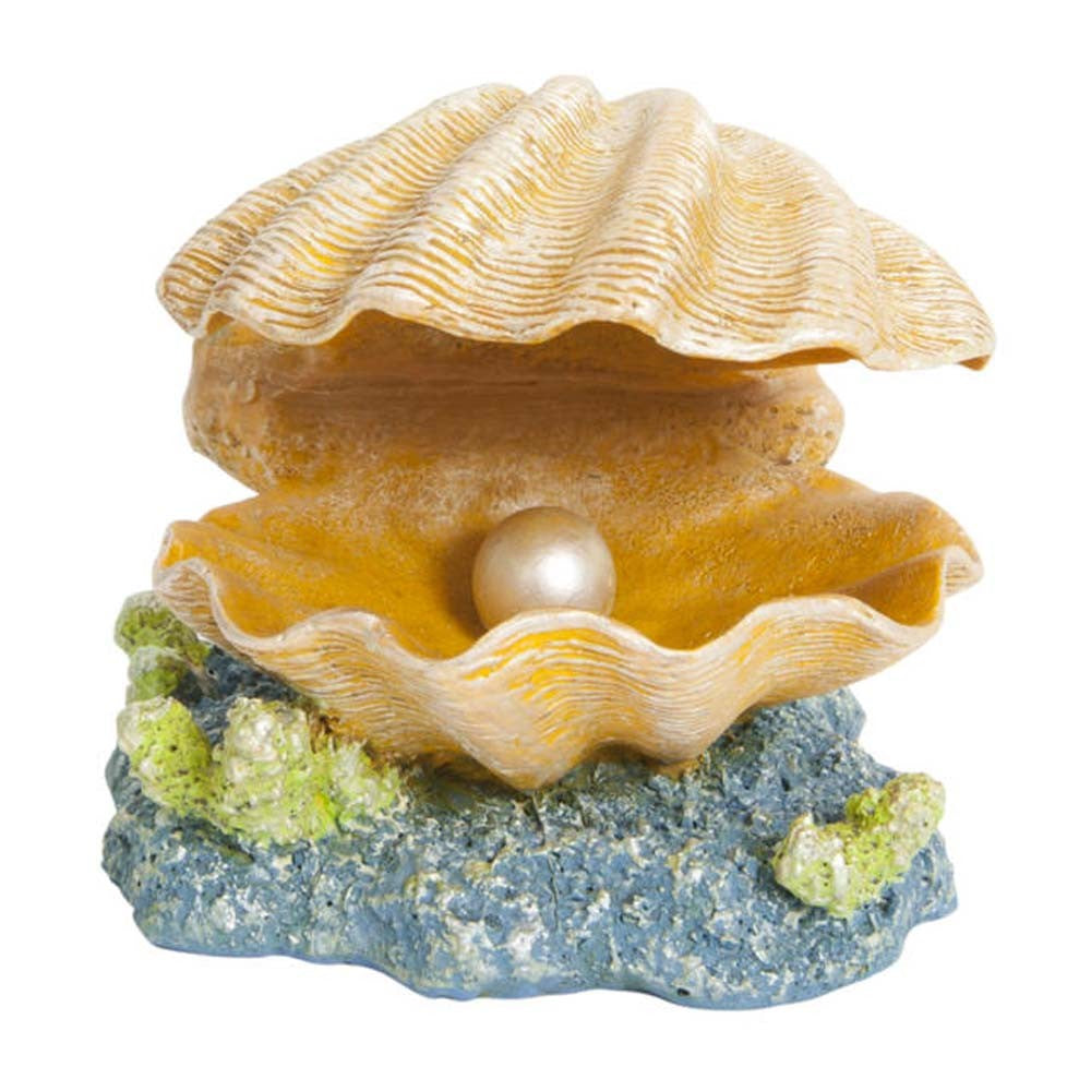 GloFish Clam Aquarium Ornament - Small, Reflective Hiding Place for Fish