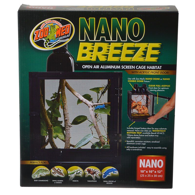 Zoo Med Nano Breeze Aluminum Screen Cage - 10" x 10" x 12" Reptile Habitat