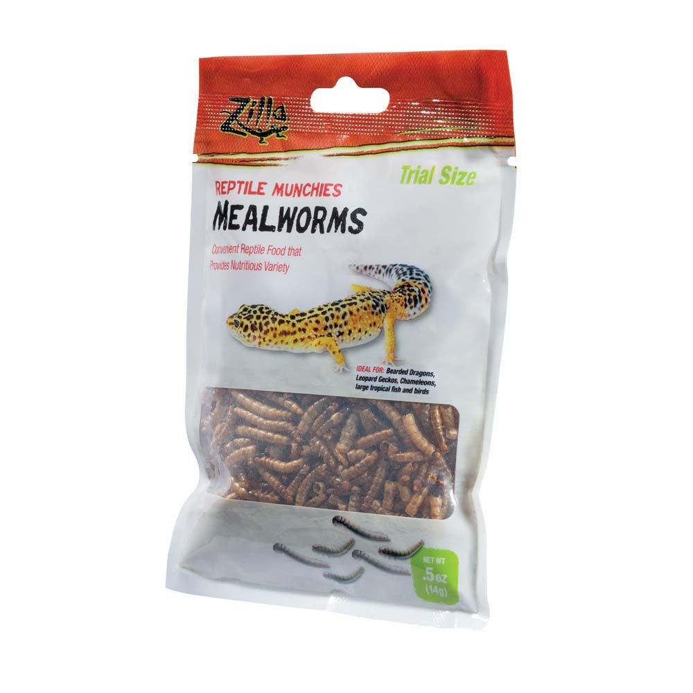 Zilla Reptile Munchies Mealworms - Dehydrated Reptile Food - Trial Size .5oz