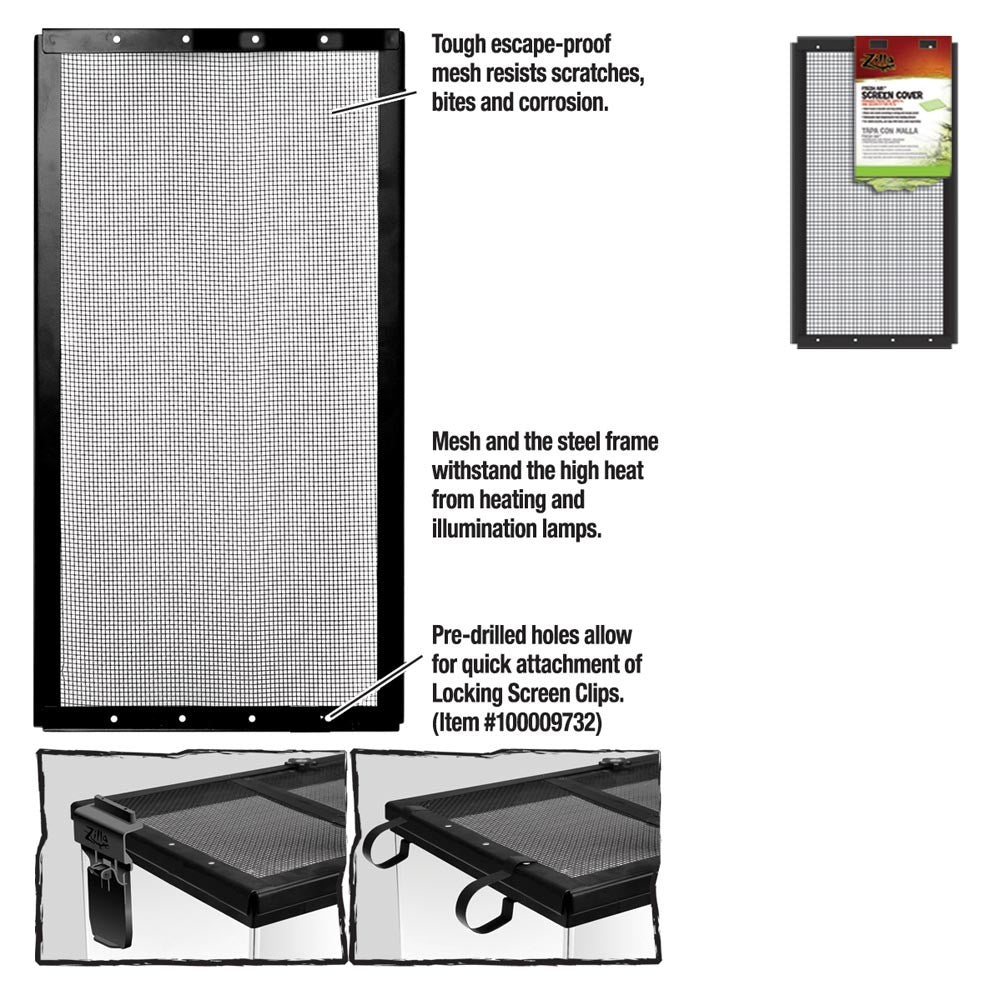 Zilla Fresh Air Screen Cover - 16 x 8 Inches - For 5.5 Gallon Terrariums