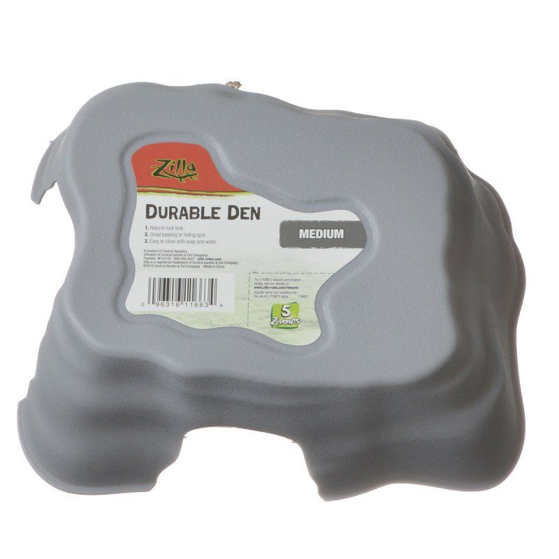 Zilla Durable Den - Medium Size, Gray Reptile Hideaway