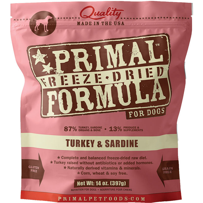 Primal Freeze-Dried Raw Dog Food Nuggets, Turkey & Sardine, Grain-Free, 5.5 oz
